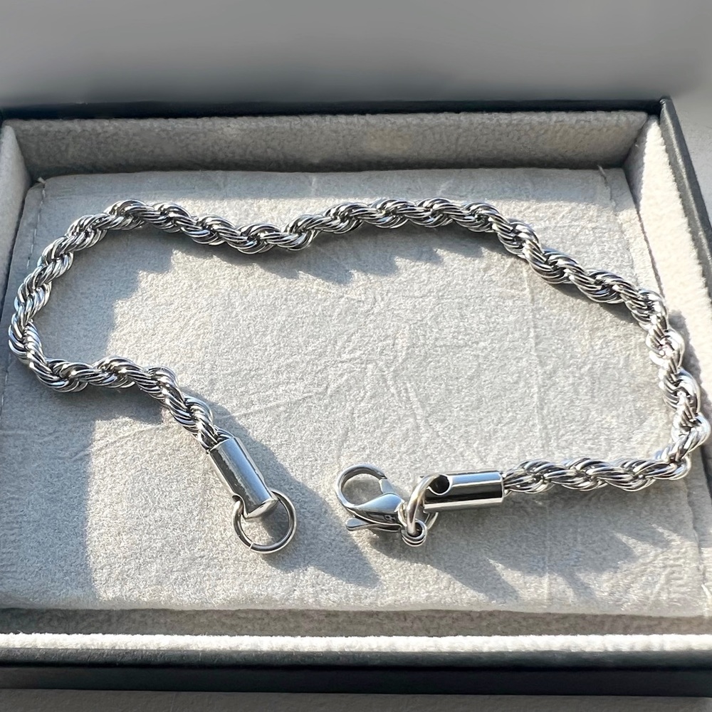 Rope Chain Bracelet (Silver) 4mm Steel